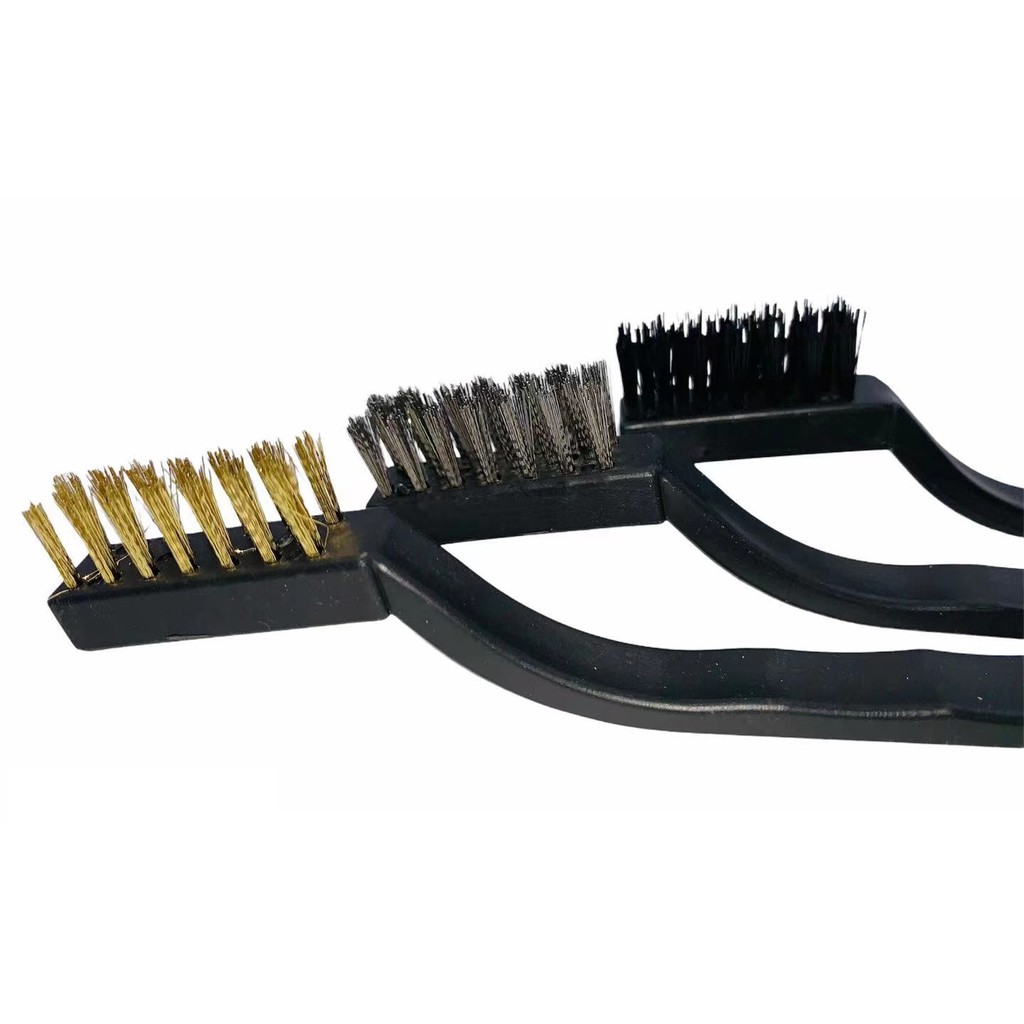 Escovas de Aço Multiuso Kit 3 Pcs Aço Latão Nylon Cabo Plástico — imagem 2 de 2