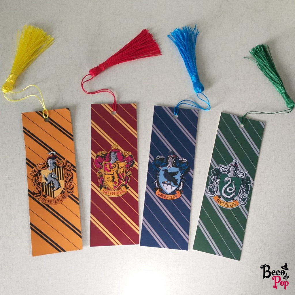 Marcador de Páginas Harry Potter - Casas de Hogwarts (Grifinória, Sonserina, Corvinal, Lufa-lufa)