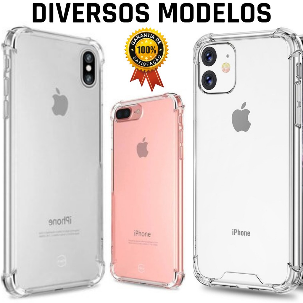 Capa Capinha Case Apple Silicone Transparente Diversos Iphone 7/8 7/8 Plus X/XS  XS Max 11 11 Pro Max 12 12 Mini 12 Pro 12 Pro Max