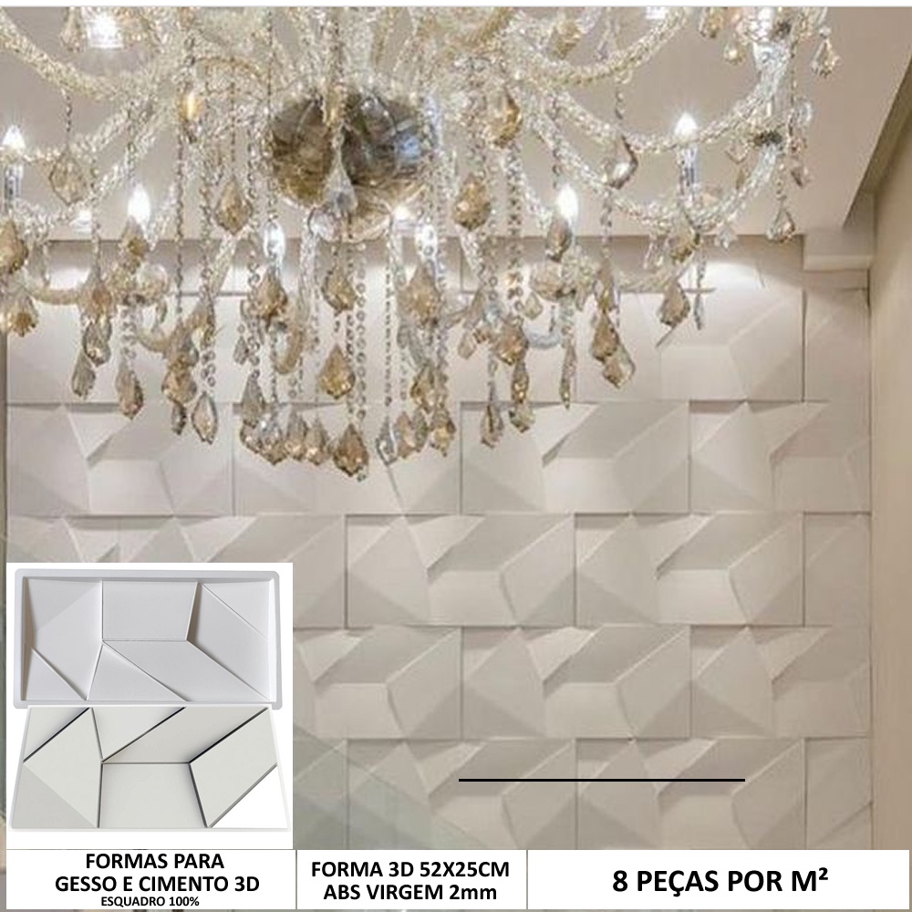 Forma 3d Molde 3d Gesso 52x25cm Abs 2mm Molde Para Gesso ou cimento 3d
