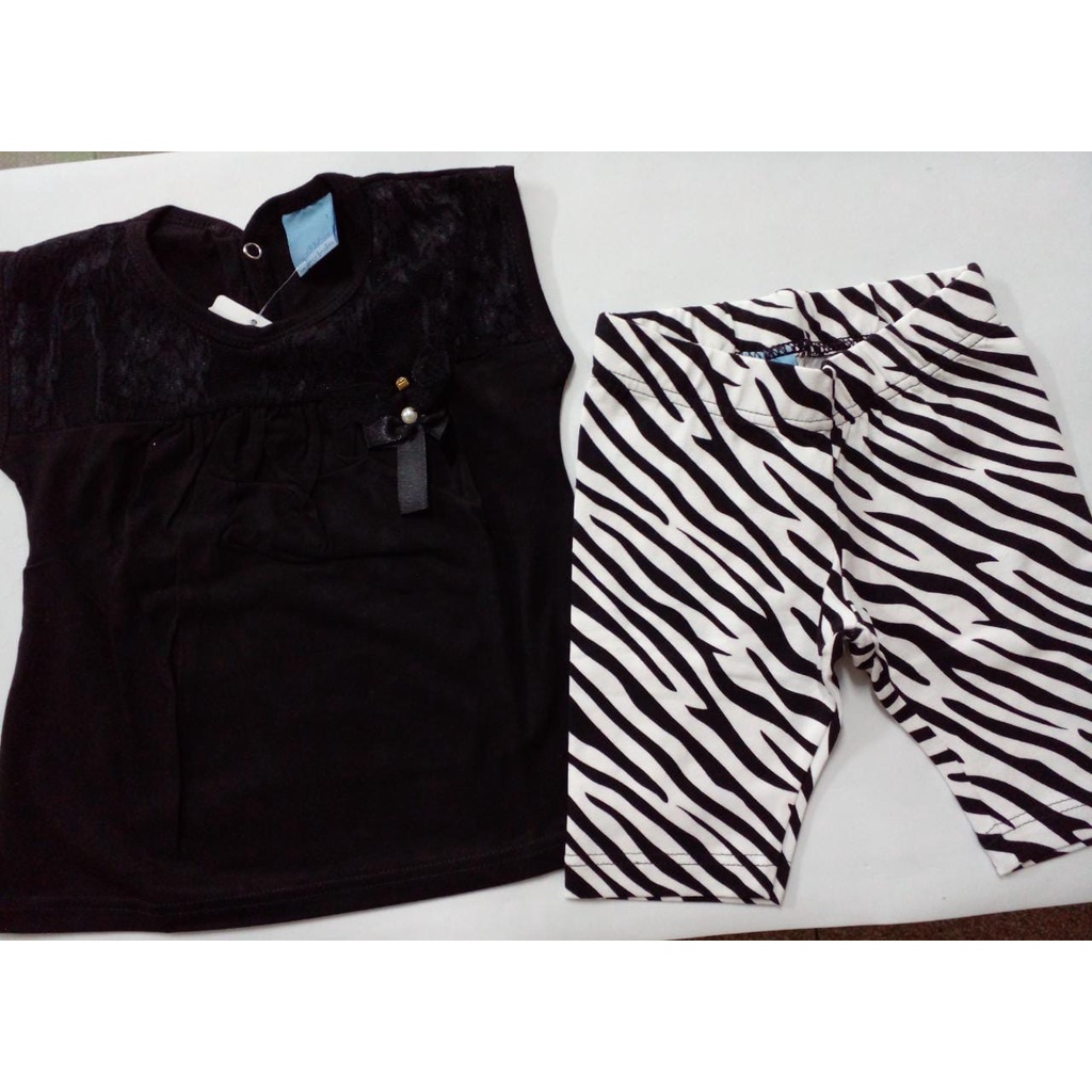 Conjunto Baby Malwee com short de cotton feminino tamanho 01