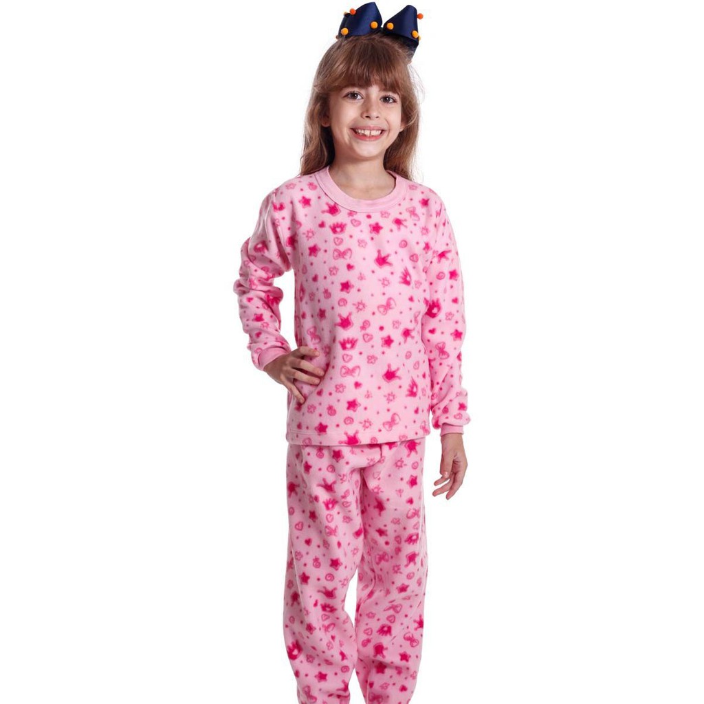 Pijama Infantil Menina Manga Longa 100% Algodão Tam 1/2/3