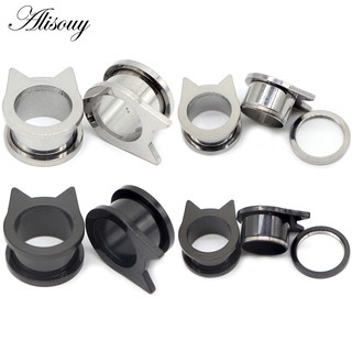 Alisouy 2pcs Túneis De Orelha De Cristal De Aço Inoxidável Plugues Jóias Perfurantes Expansores E