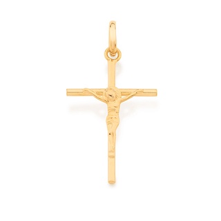 Pingente Rommanel Cruz Cristo Folheado A Ouro 540027