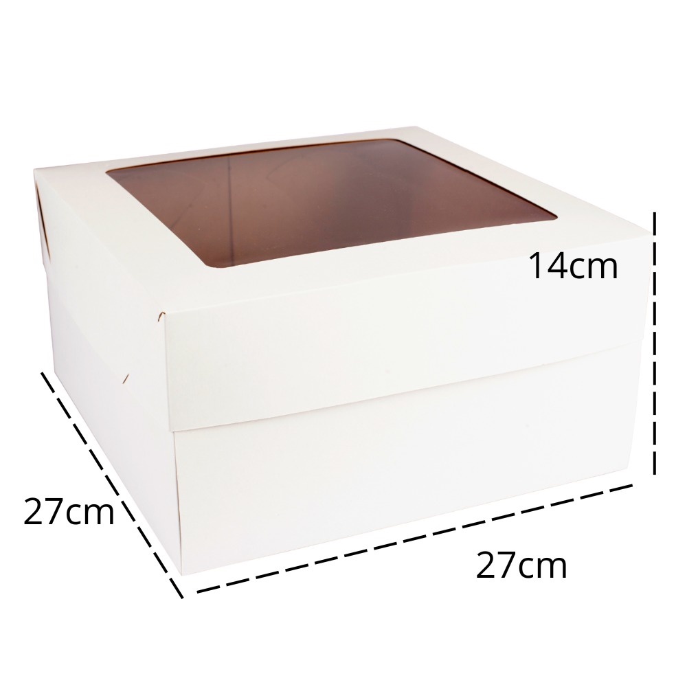Caixa Para Bolo de Papel com Visor 27x27x14 Kit 5 Unid. Alta Qualidade ...