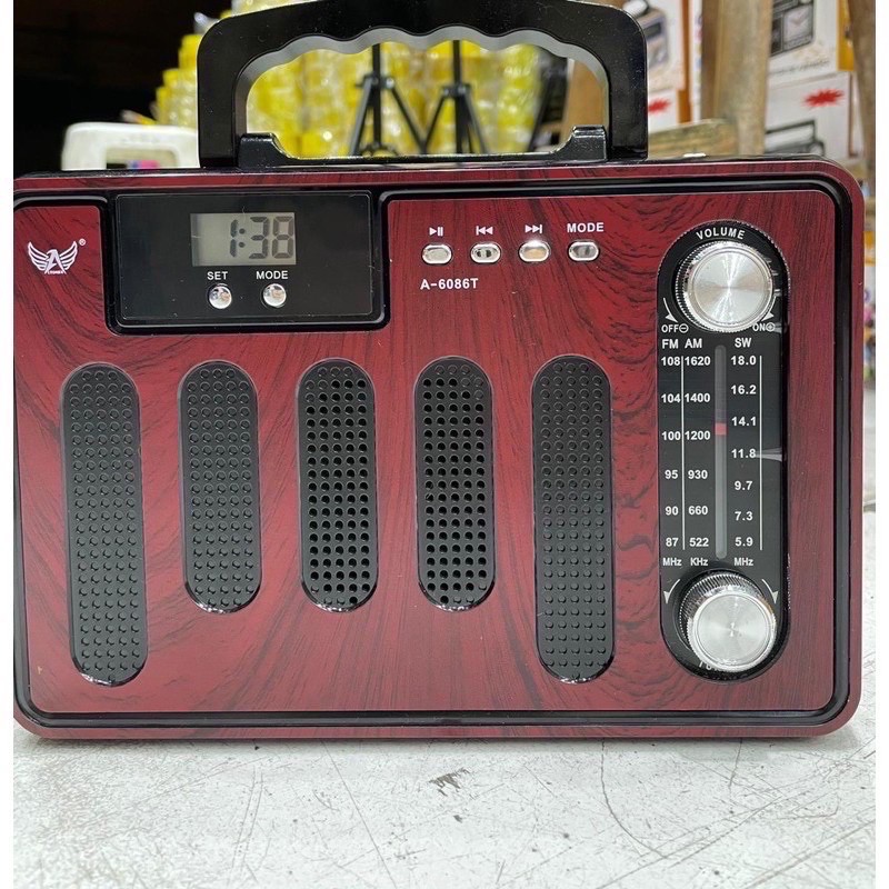 Rádio Am Fm Bluetooth Usb Retro Vintage Sw Recarregavel Aux Am AD-6086TCaixa Som Estilo Antigo Madeira