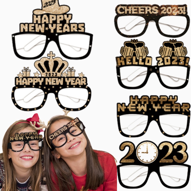 6pçs/Conjunto Óculos De Ano Novo 2023 Moldura De Papel Foto Vestir Adereços  Para Festa De Natal Suprimentos De Celebração | Shopee Brasil