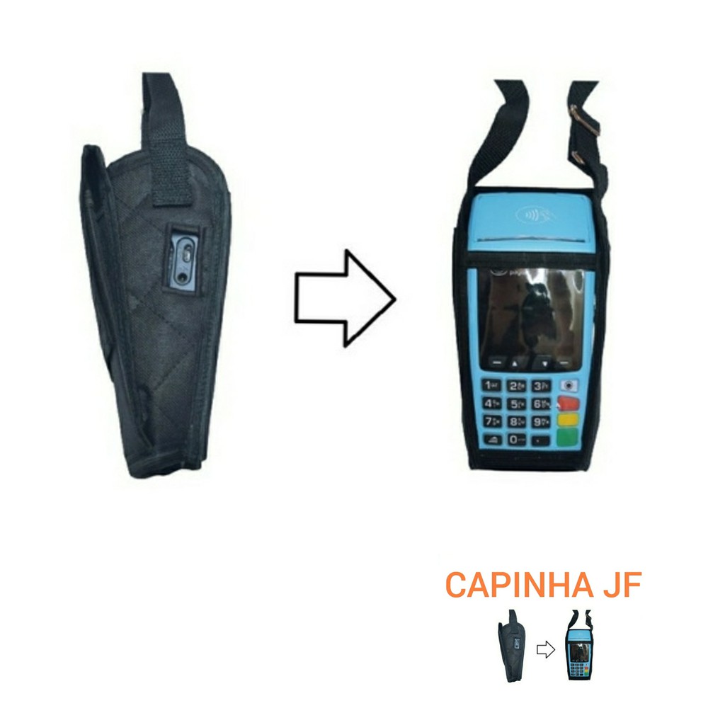 1 capa para máquina de cartão azul mp 1 modelo pro 1 com alça e bolsinho