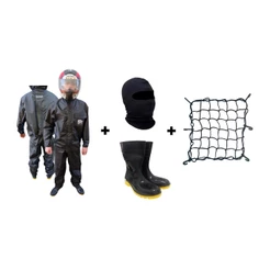 Capa Chuva Conjunto Calça Jaqueta Impermeavel Luxo Pvc Com Bolso Moto Motoboy Motoqueiro Bota Borracha Touca Ninja Rede