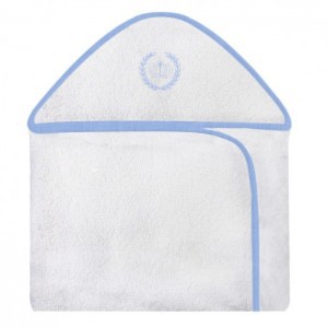 Toalha Com Capuz Bordada Realeza Coroa Azul Forrada Com Tecido Toalha Fralda 100% Algodão