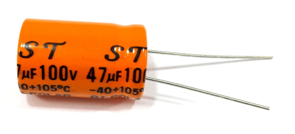 10 Capacitor Bipolar 47X100 47uf 100v para Driver Corneta 47 +105°C Som Automotivo Caixa Laranja