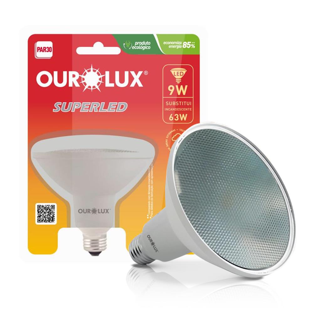 Lampada Led Par30 9W Bivolt E27 3000K Luz Amarela Ourolux em Oferta na Shopee