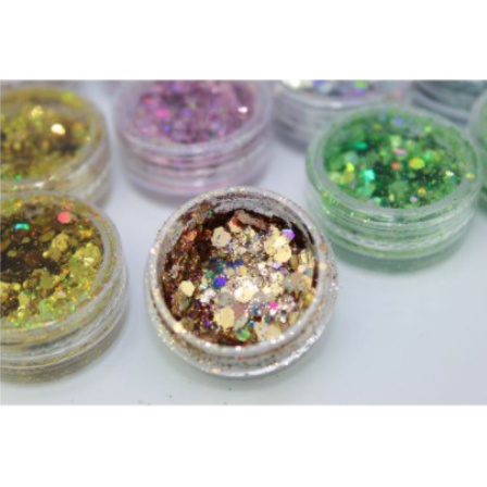 Kit Com 6/12/18 Potinhos Glitter  EM pó - Decoração Unhas Nail Art