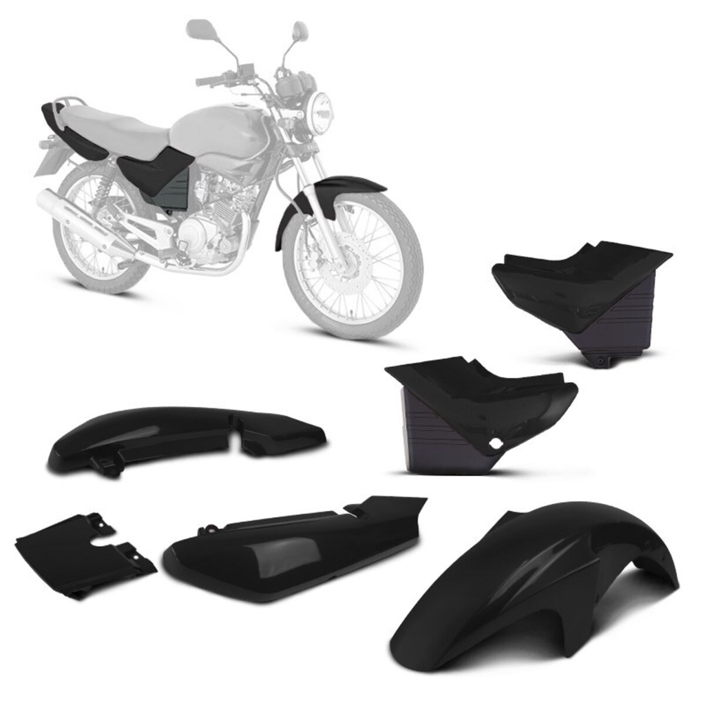 Kit Carenagem Pro Tork YBR 125 2000 2001 2002 2003 2004 2005 2006 2007 2008 3 Peças Várias Cores
