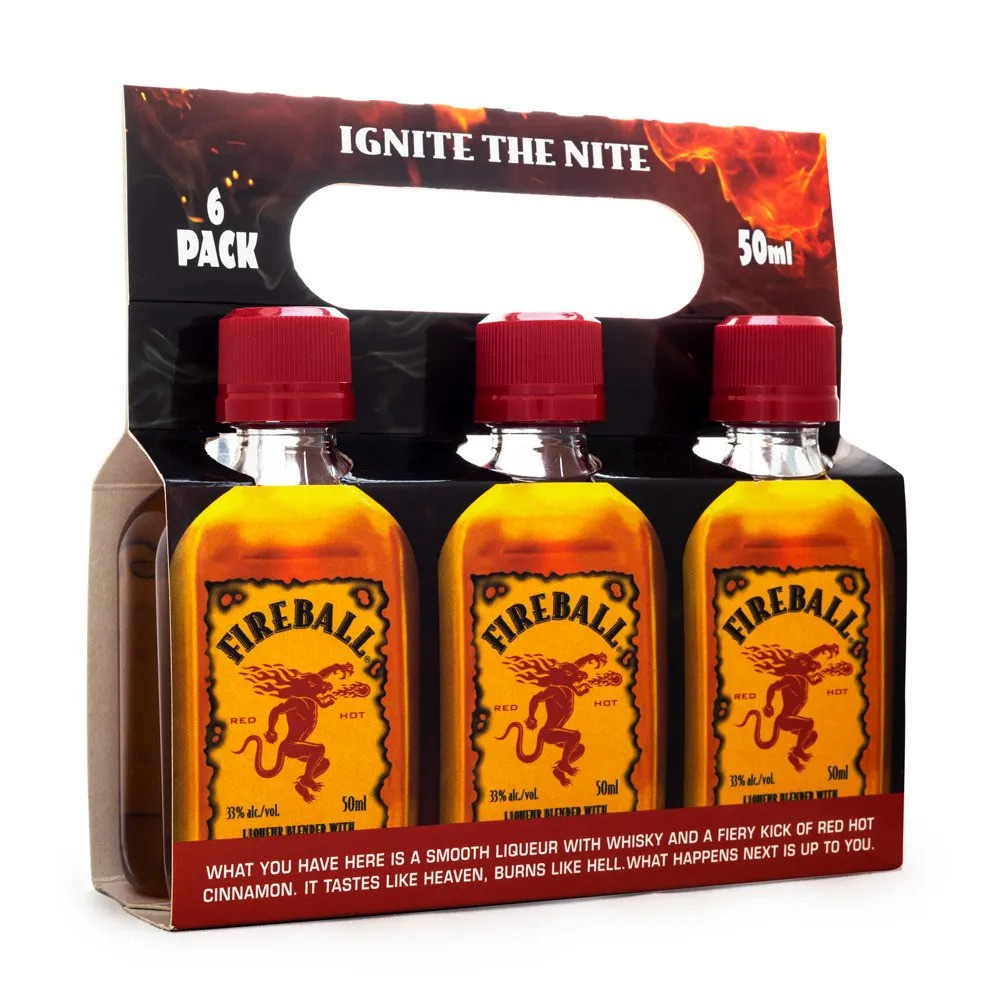 Mini Licor Canela Fireball Miniatura Pack 6x50ml em Oferta na Shopee