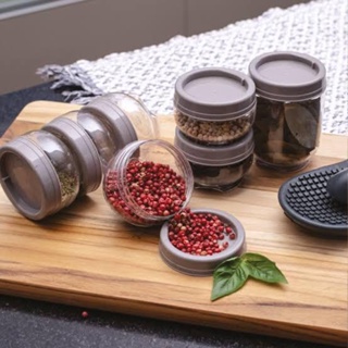 PORTA TEMPEROS GIRE E TRAVE ENCAIXAVEL 155ml com 4 POTES em Oferta na Shopee