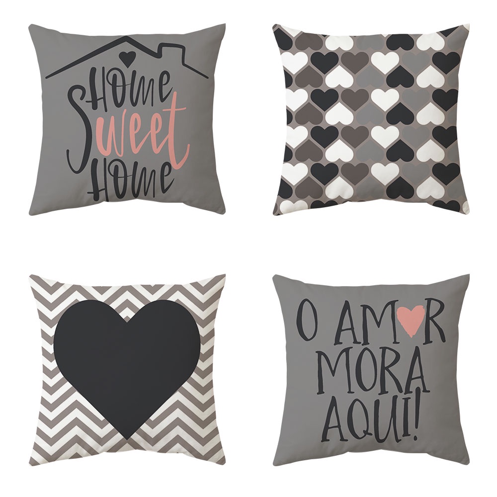 Kit Com 04 Capas De Almofadas Decorativas 45x45 Em Oxford