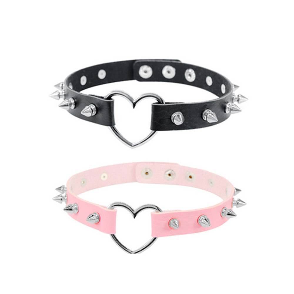 Cool Rock Sexy Harajuku Gothic Collar Chokers Women Men Steampunk Leather Spike Rivet Goth Heart Punk Choker Necklace