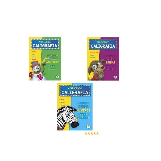 Kit 3 Livros Alfabetização Caligrafia Divertida Letra Número
