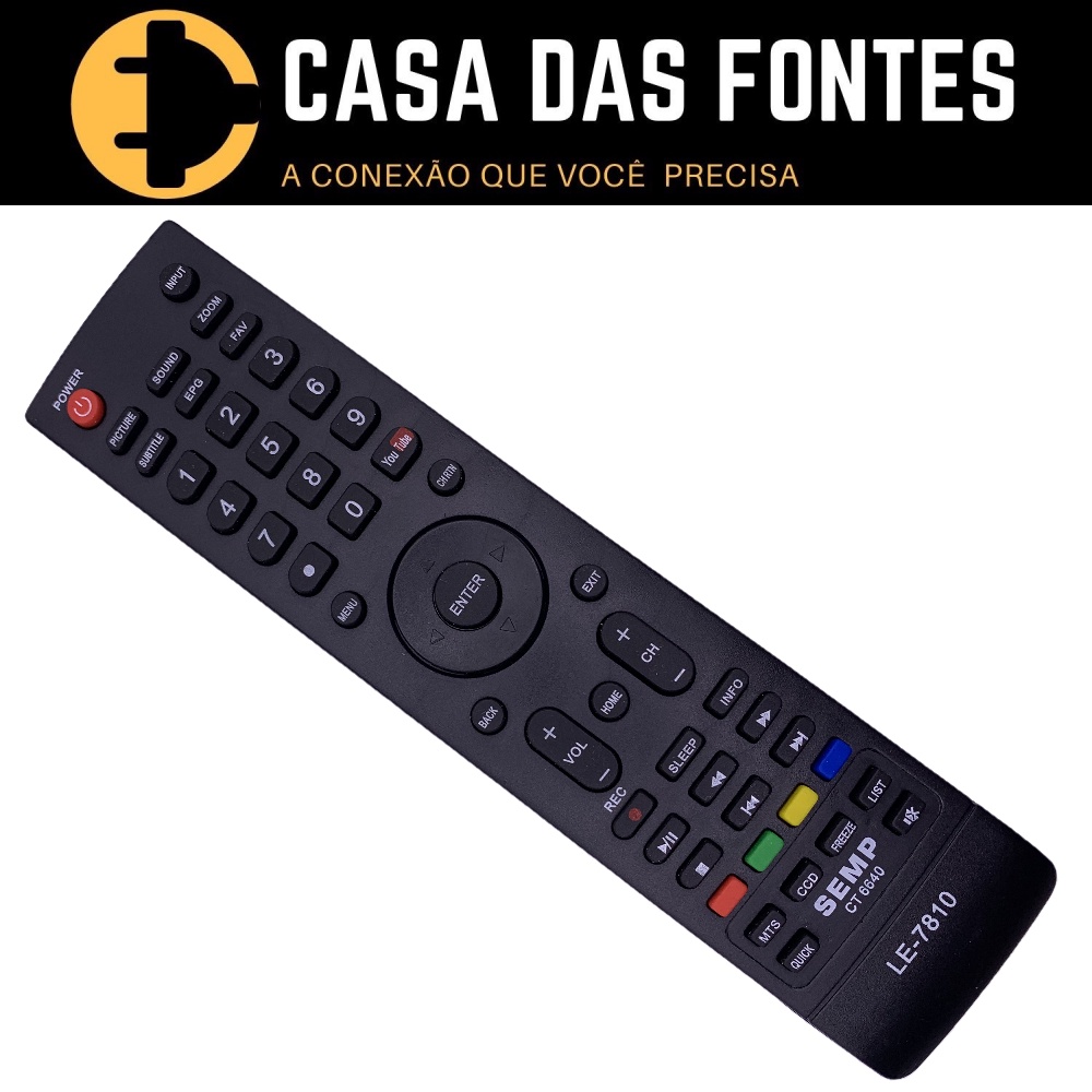 Controle Remoto Tv Semp Toshiba Smart YouTube 7810 8025