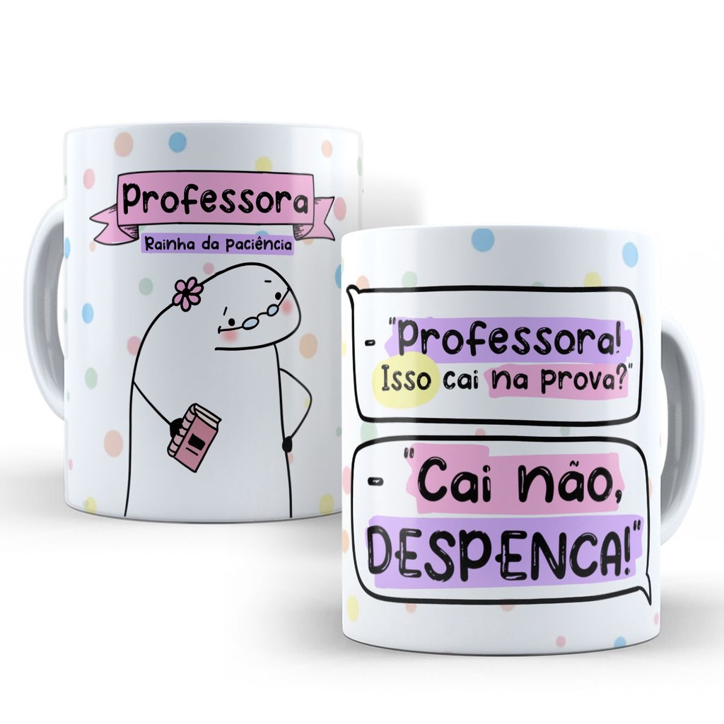 Canecas Pedagogia Personalizada Flork com Nome Bolo Bento Cake Copos Profissões Professora 362