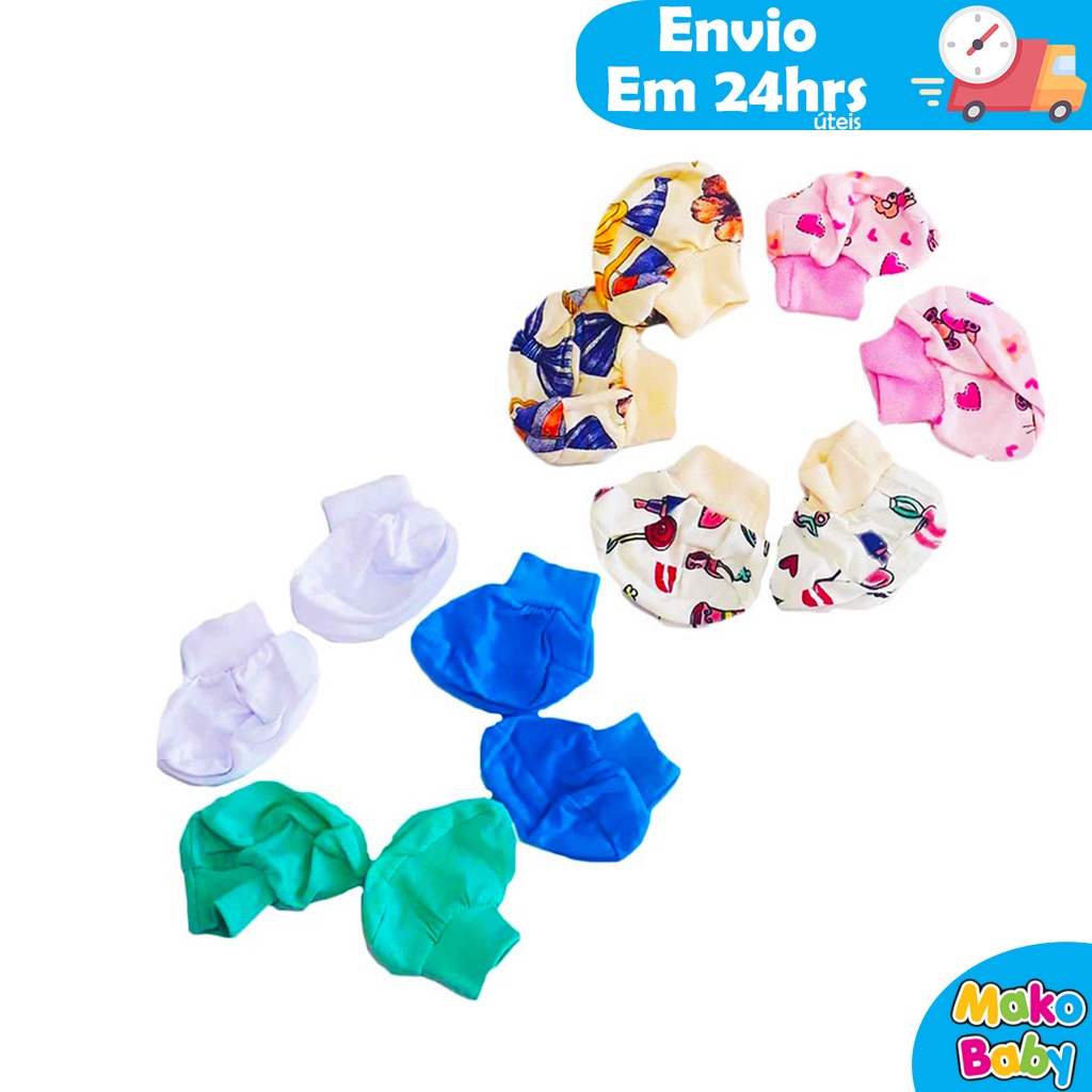 Sapatinho para recem nascido Maternidade kit com 3 pares Estampado e liso 100% algodão