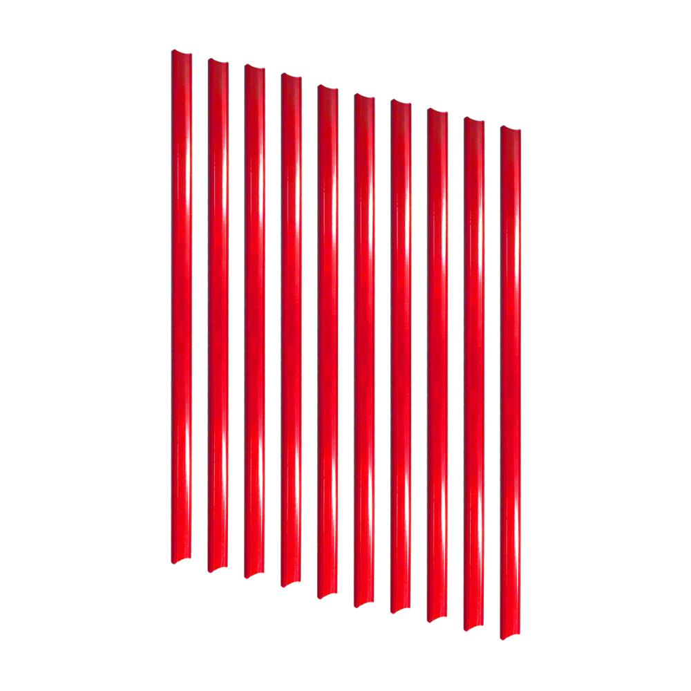 KIT - 10 Porta Etiqueta Simples 90cm Vermelho com Acrílico New Plus/Plus - SA Gôndolas