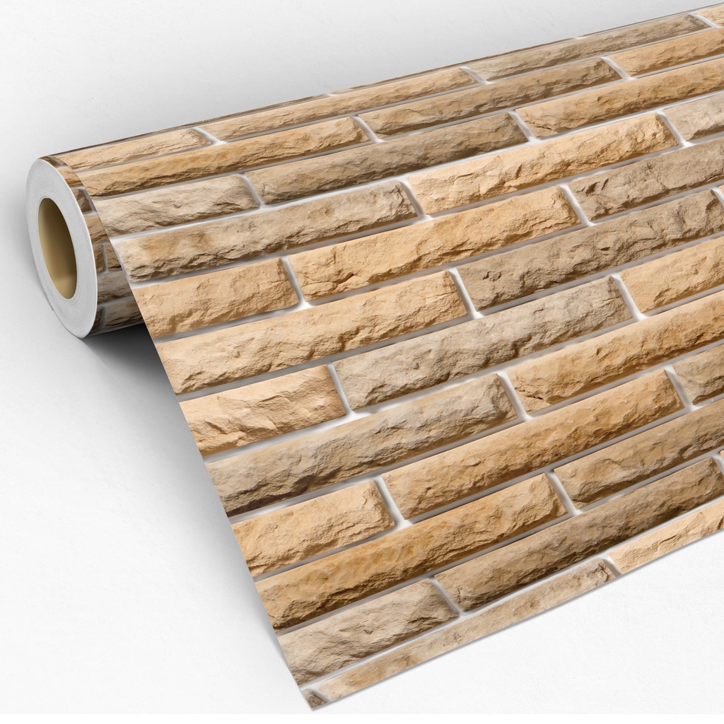 Papel de Parede Adesivo Tijolinho Rustico Bege 3D Adesivo Lavável - Pro Decor