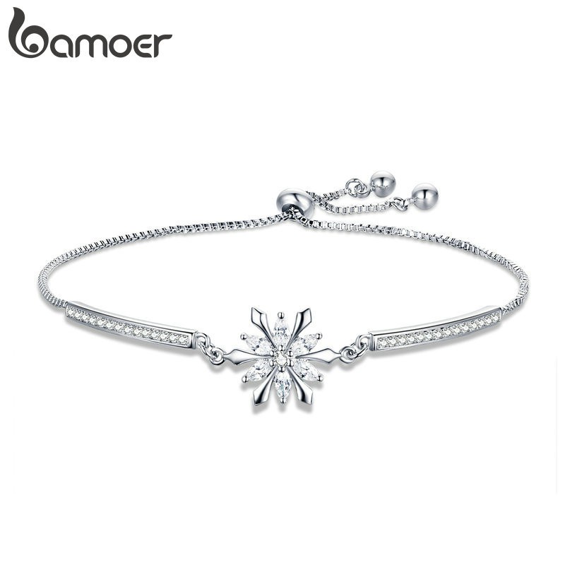 Pulseira Bamoer De Floco De Neve Com Zircônia Cúbica Joias Ajustáveis Para Presente Feminino em Oferta na Shopee