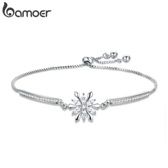 Pulseira Bamoer De Floco De Neve Com Zircônia Cúbica Joias Ajustáveis Para Presente Feminino