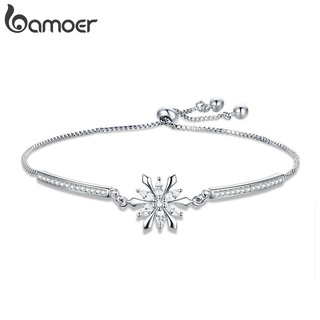 Pulseira Floco De Neve Bamoer Zircônia Cúbica Tamanho Ajustável Jóias Para Mulher Presente