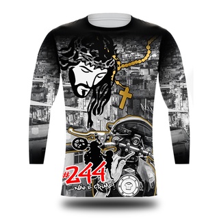 Camiseta Manga Longa Motos Cabo Enrolado 244 Favela Grau Não é Crime