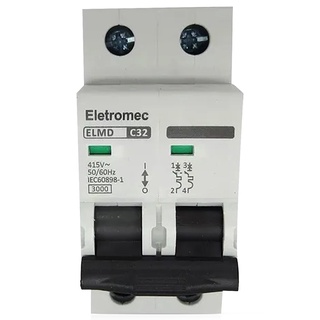 Disjuntor Mini Din Bipolar 32a Curva C 3ka 400/440v