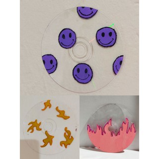 Cd Dvd Pintado Estilo Aesthetic Indie Hippie Smiley Roxo Shopee Brasil