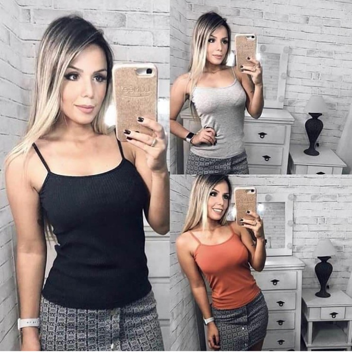 blusa feminina regata canelada elastano alça fina sem bojo elegante confortável