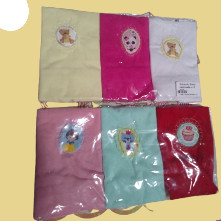 kit com 9 unidades camisetas MENINA TAMANHO 0 A 3 MESES regatinha/ regata cores sortidas  para bebe recém nascido MENINA