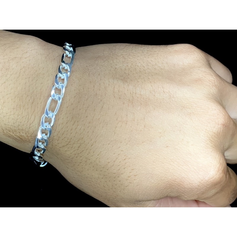 Pulseira banhada prata masculina 1x1