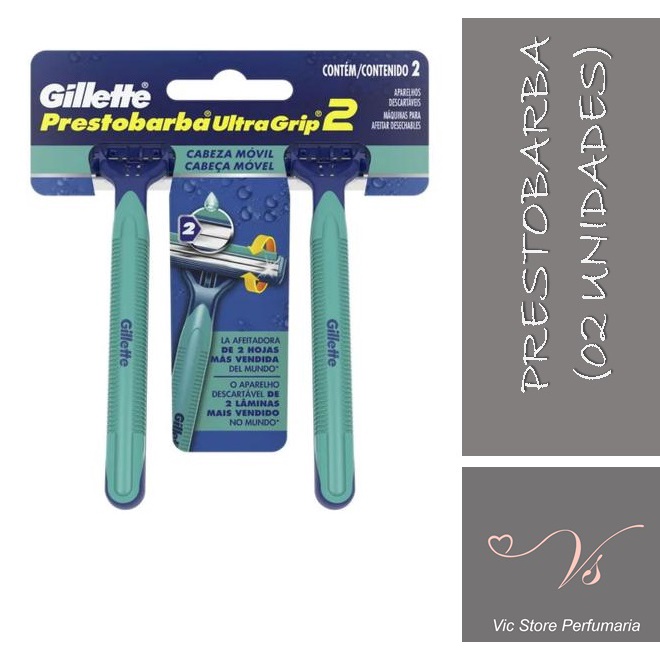 Prestobarba ultragrip Gillette cabeça móvel com 02 unidades