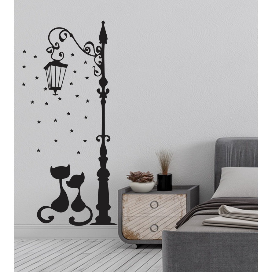 Adesivo De Parede Decorativo Poste Amor Gatinhos em Oferta na Shopee