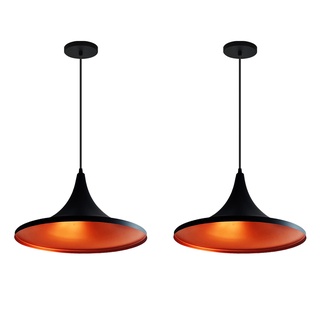 Kit 2 Luminária Pendente Tom Dixon Chapéu Preto/cobre