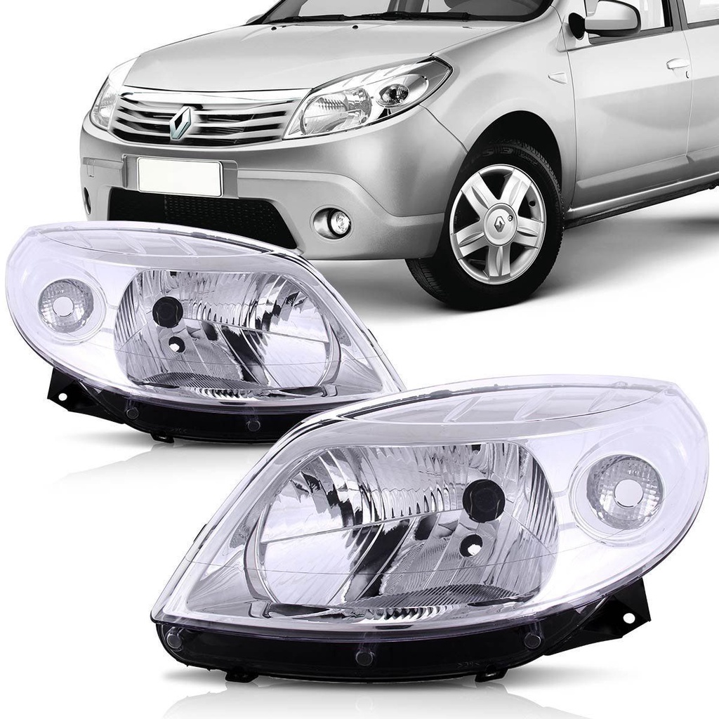 Par Farol Sandero 2007 2008 2009 2010 2011 Cromado - Spare Parts and Accessories for Vehicles
