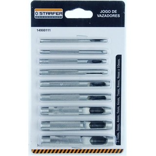 Kit 9 Peças Vazador Furador Couro 2,5 A 10mm Resistente Boa Durabilidade Starfer House