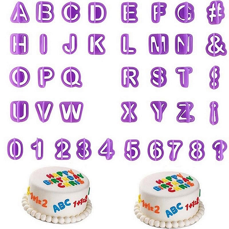 Kit 40 Cortador De Letras Alfabeto Numeros Símbolos Hashtag Para Artesanto Biscuit Pasta Americana