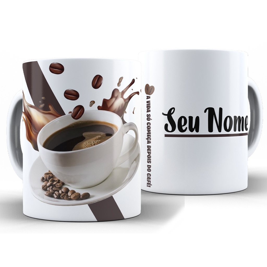 Caneca Café Grãos - Xícara Personalizada 325ML Porcelana Cerâmica em Oferta na Shopee