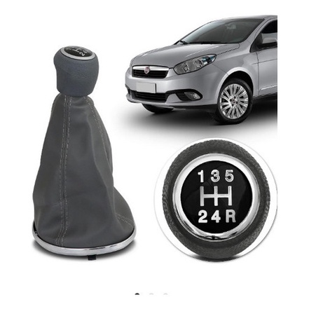 Coifa Manopla Cambio Palio G5 2012 A 2019 Cinza Base Cromada