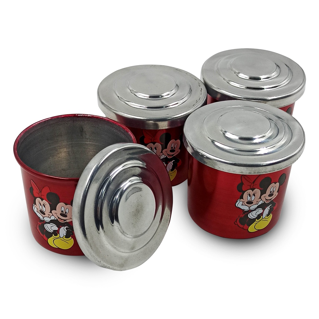 Pote Potinho Porta Condimentos 250ml Mickey Minnie Decorado Aluminio Unidade