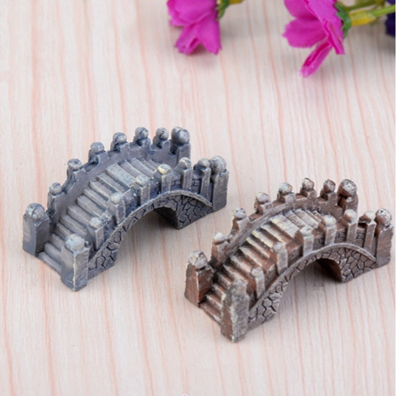 1 Pcs Resina Jiangnan Ponte Pequena Miniatura Ornamento Paisagem Jardim Bonsai Casa De Bonecas Decoração