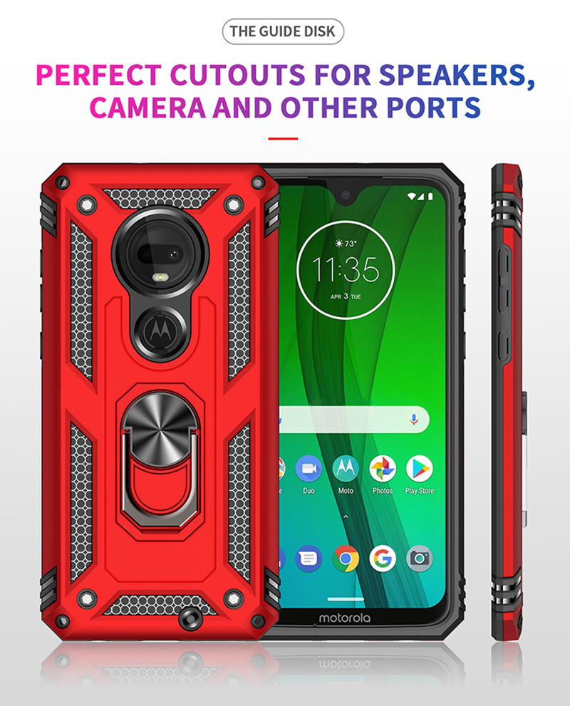 Para Motorola Moto G7/G7 Plus Capa De Proteção De Blindagem Militar De Grau Pesado Com Suporte De Anel — imagem 2 de 2