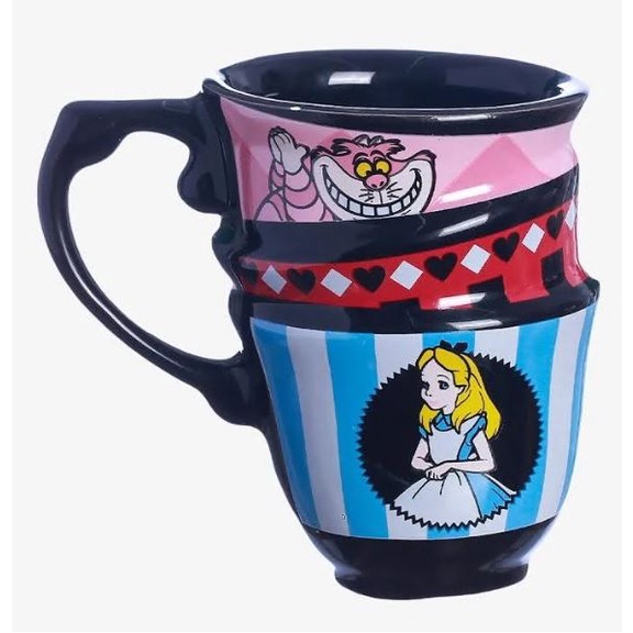 Caneca 3d Alice No País Das Maravilhas E Gato Risonho Rosa Porcelana Oficial Disney