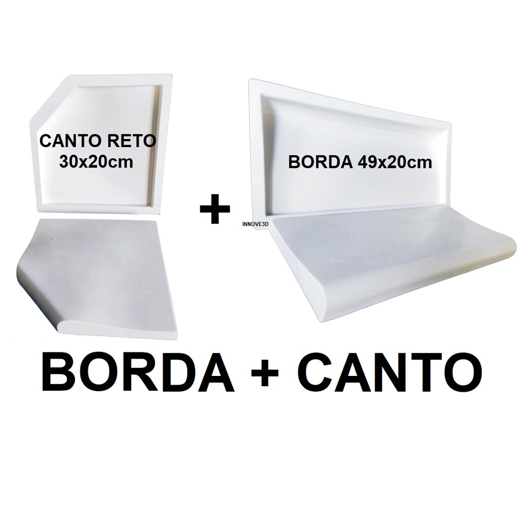 Forma 3d Molde 3d Borda De Piscina Peito De Pombo 49x20cm + Canto Reto 30x20 molde abs 2mm